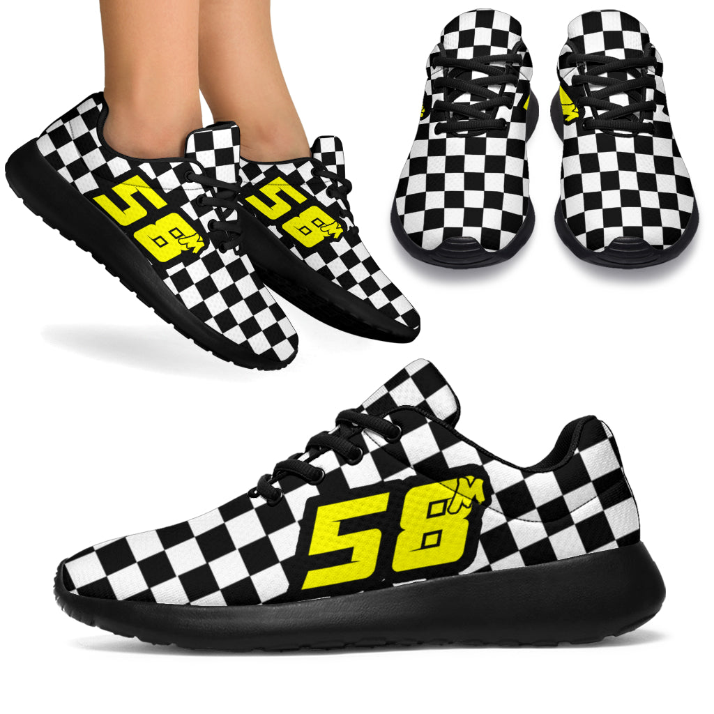 Custom Racing Checkered Sneakers Number 58m