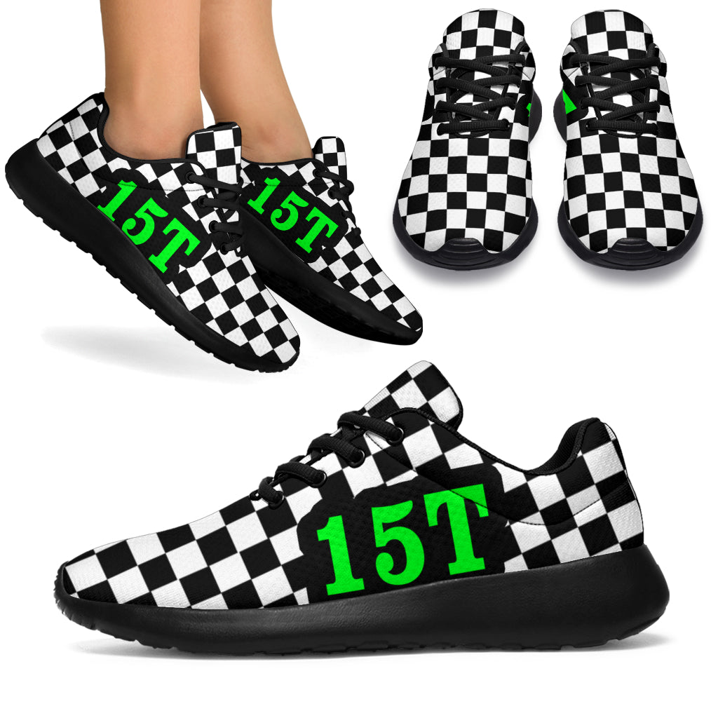 custom racing sneakers number 15t green