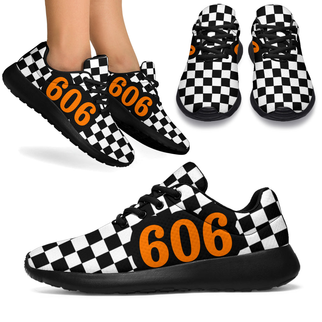 custom racing sneakers number 606 orange
