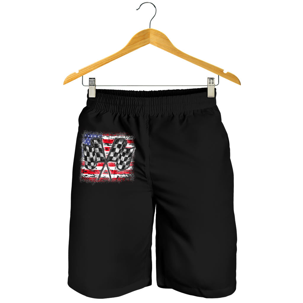 Racing checkered usa flag men's shorts