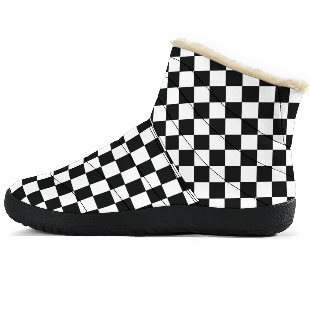 Racing Checkered Cozy Winter Boots