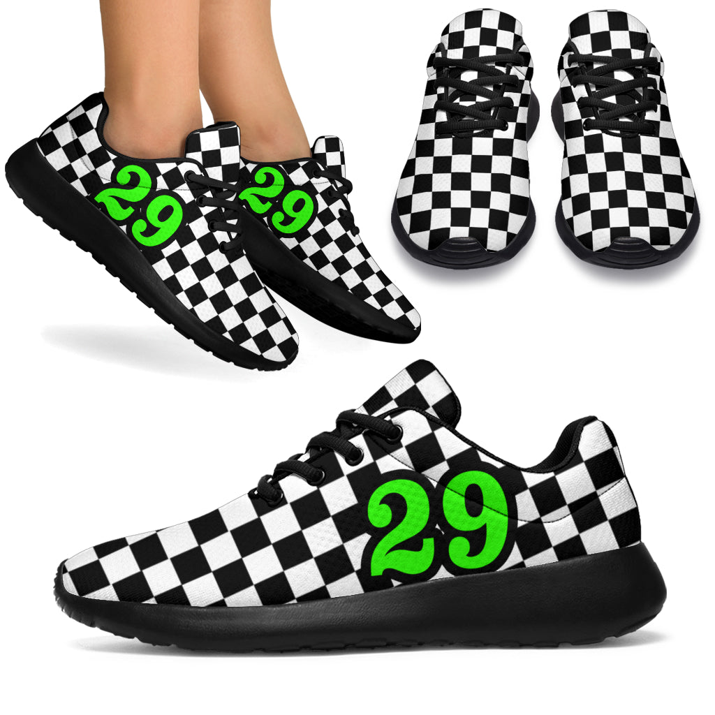 custom racing sneakers number 29 neon green