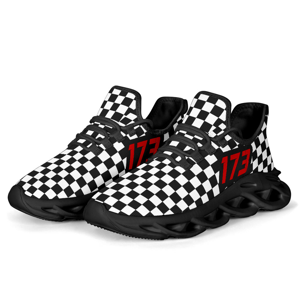 Custom Racing Checkered Chunky Boots Number 173 red