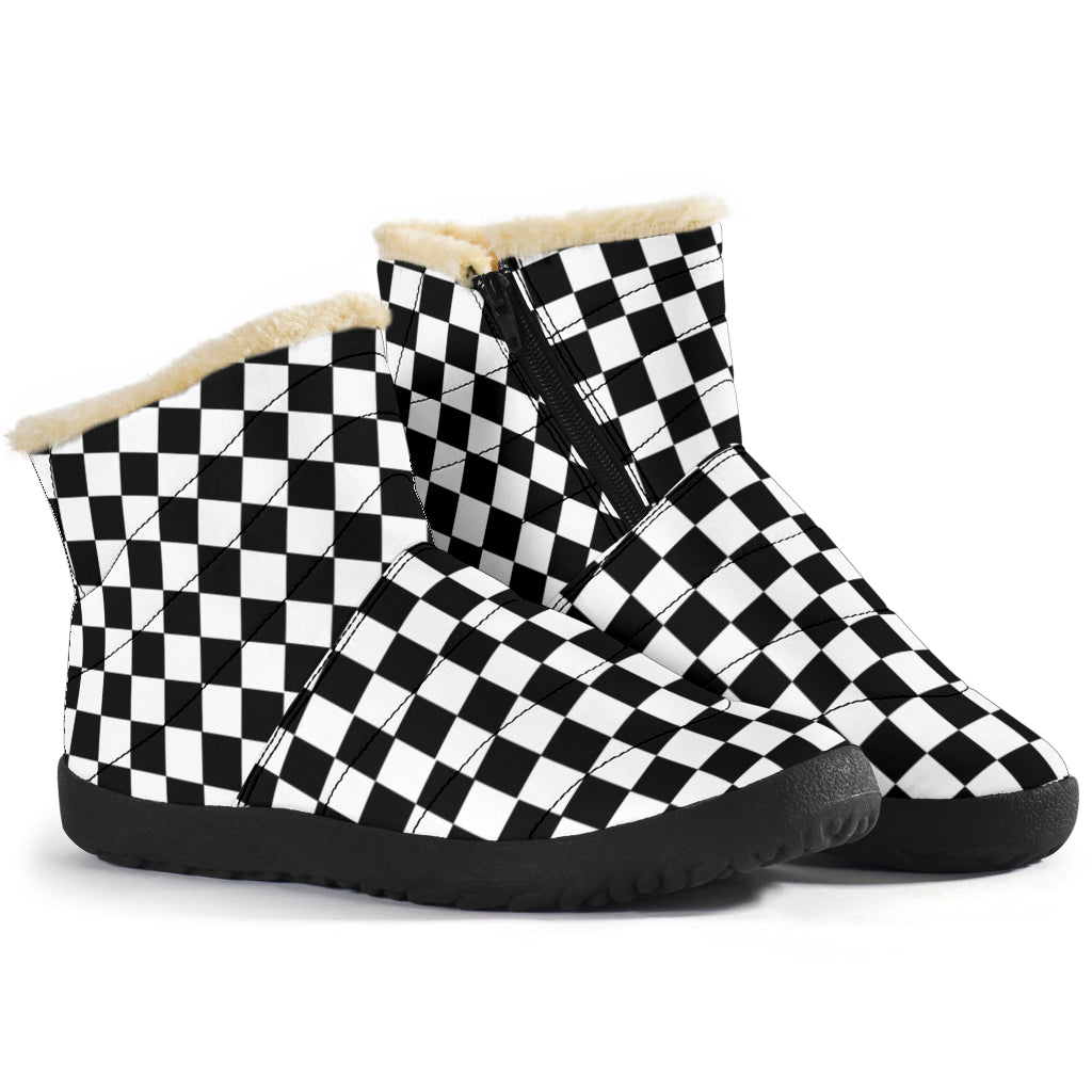 Racing Checkered Cozy Winter Boots