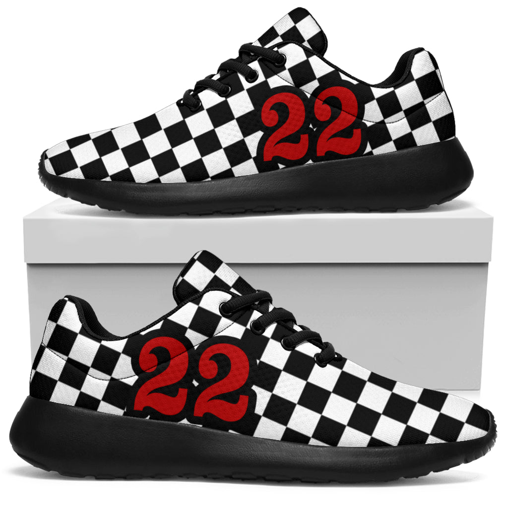 custom racing sneakers number 22 red