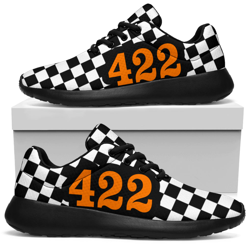 custom racing sneakers number 422 orange