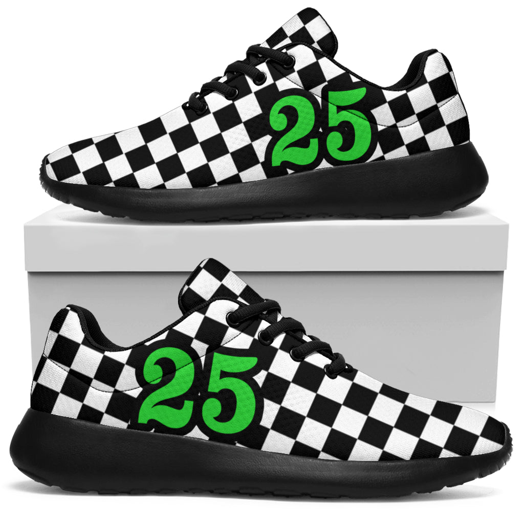 custom racing sneakers number 25 Green