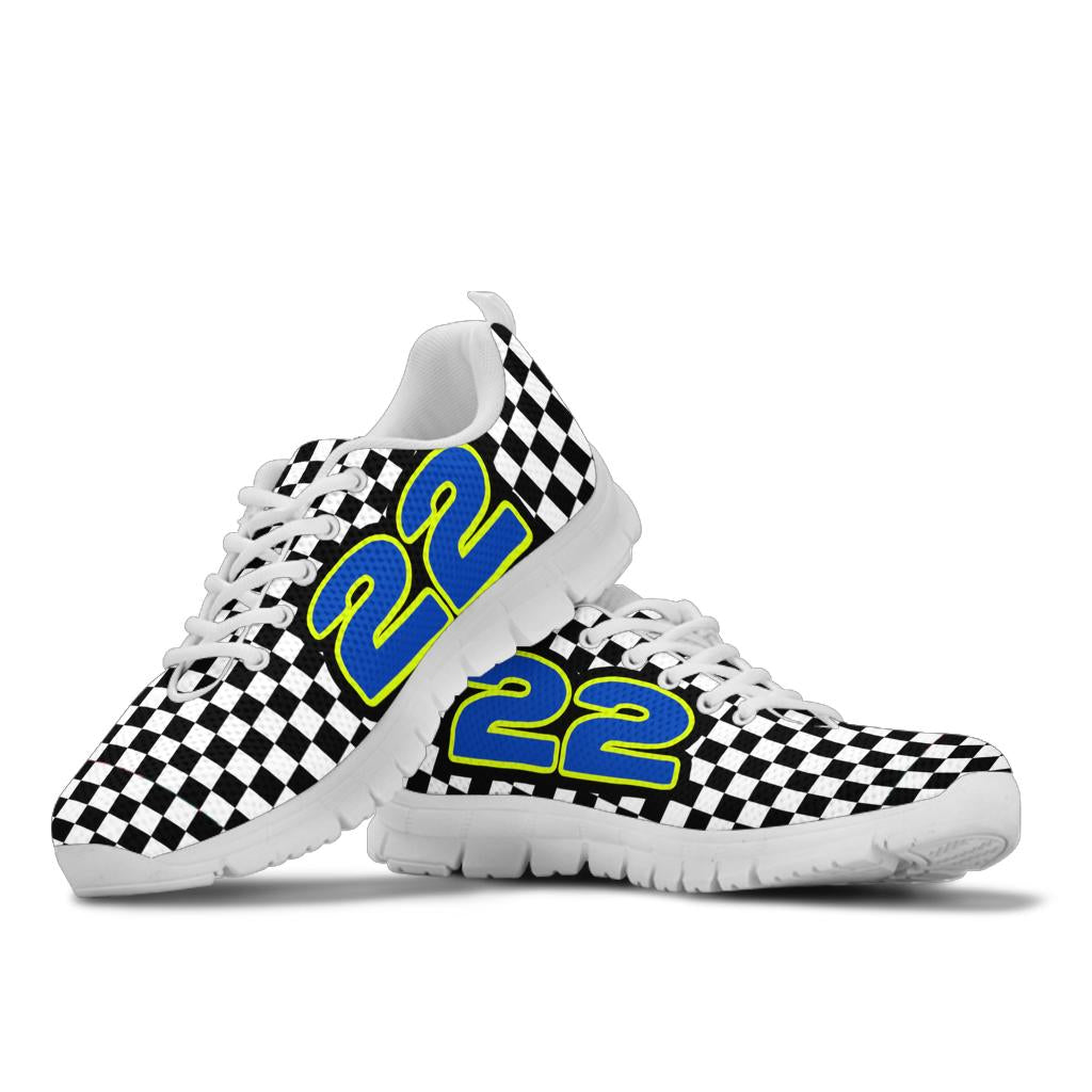 custom racing running sneakers number 22 blue