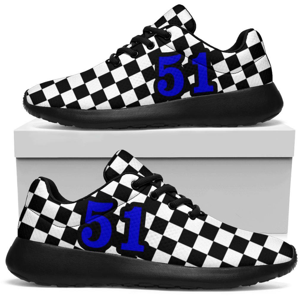 custom racing sneakers number 51 Blue