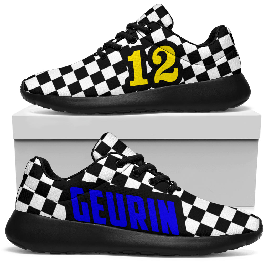 custom racing sneakers number 12/Geurin yellow/blue V1