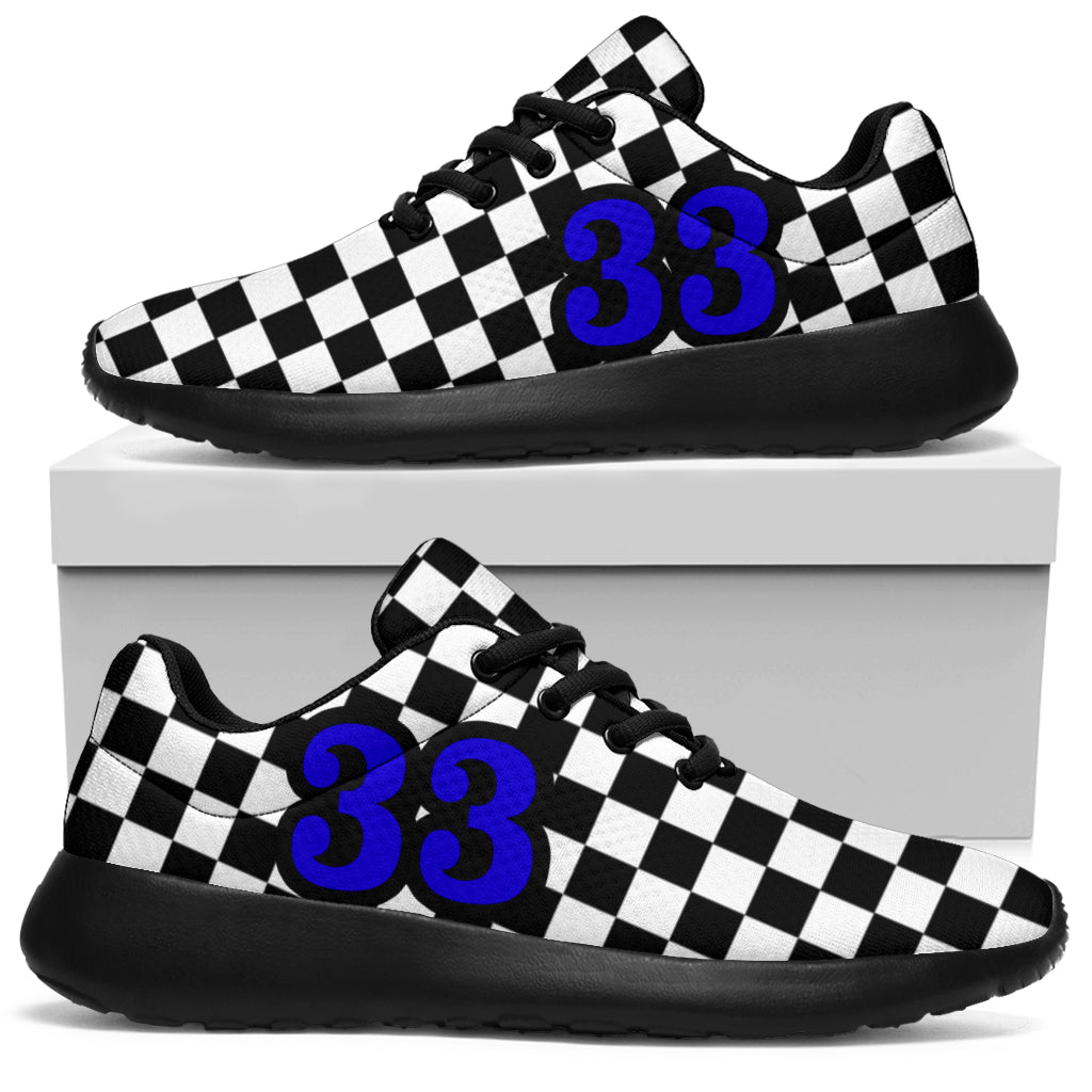 custom racing sneakers number 33 blue