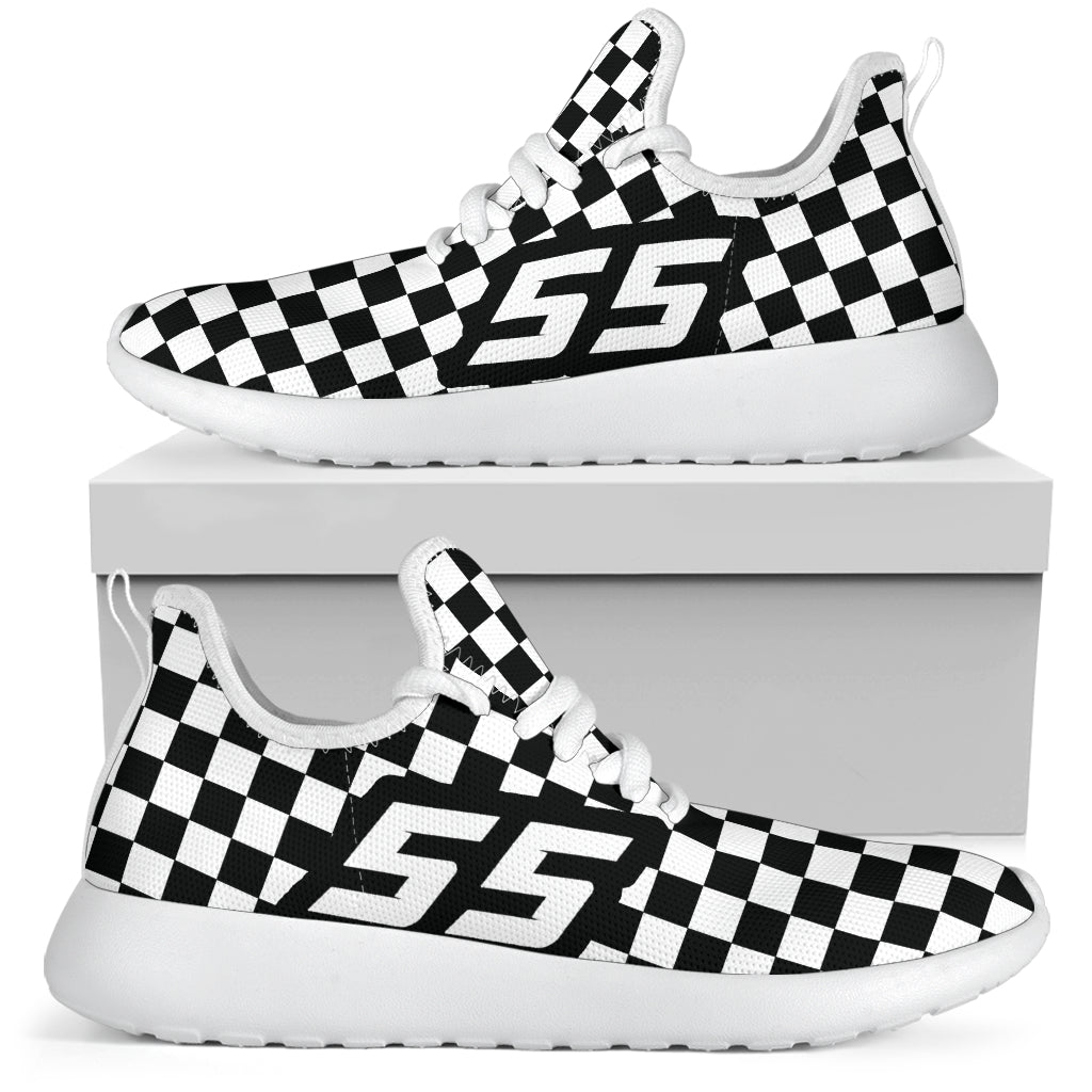 Custom Racing Checkered Mesh Sneakers