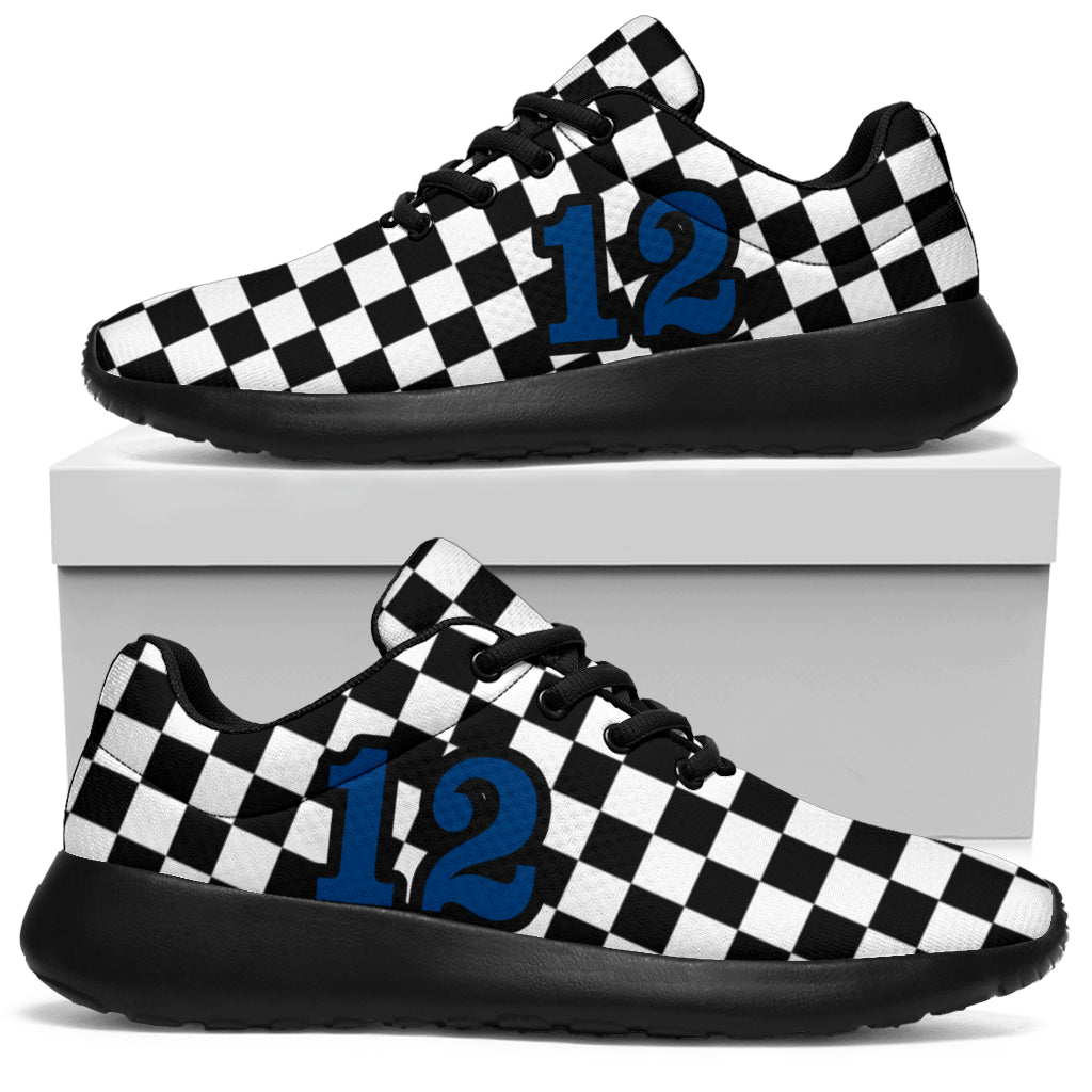 custom racing sneakers number 12 blue