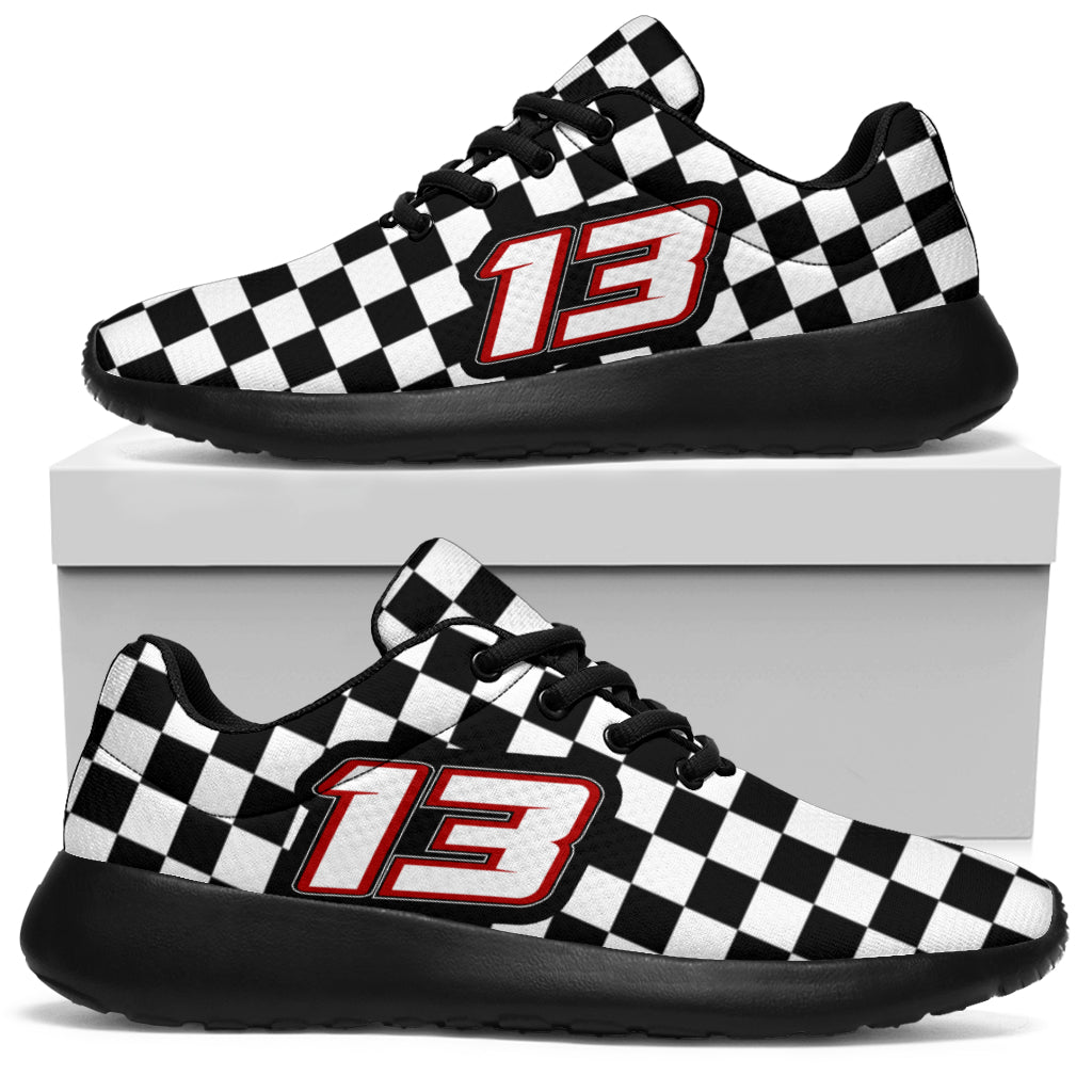 Custom Racing Checkered Sneakers Number 13