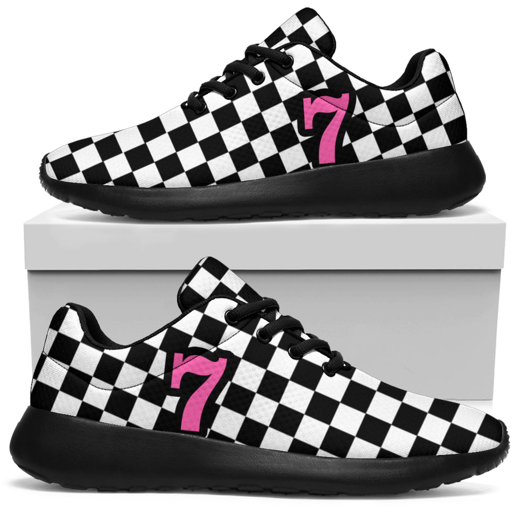 custom racing sneakers number 7 pink