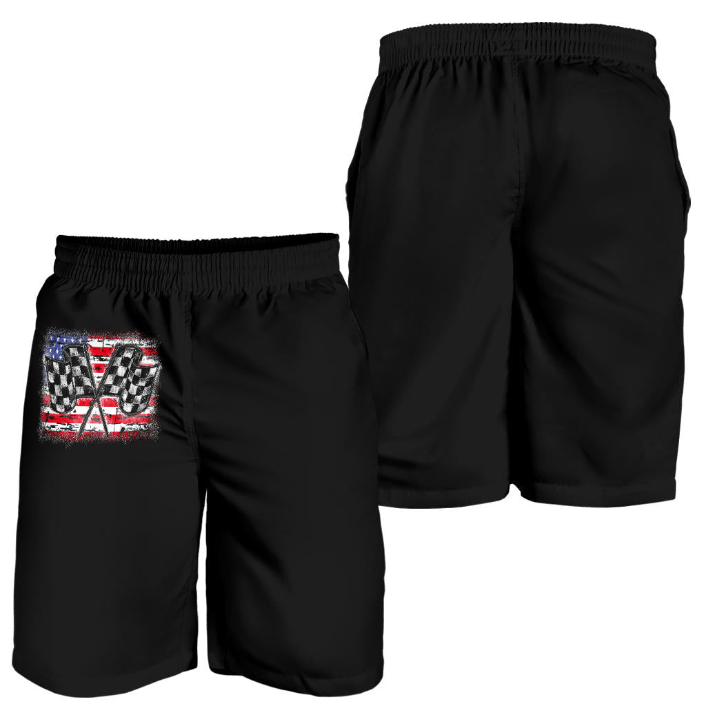 Racing checkered usa flag men's shorts