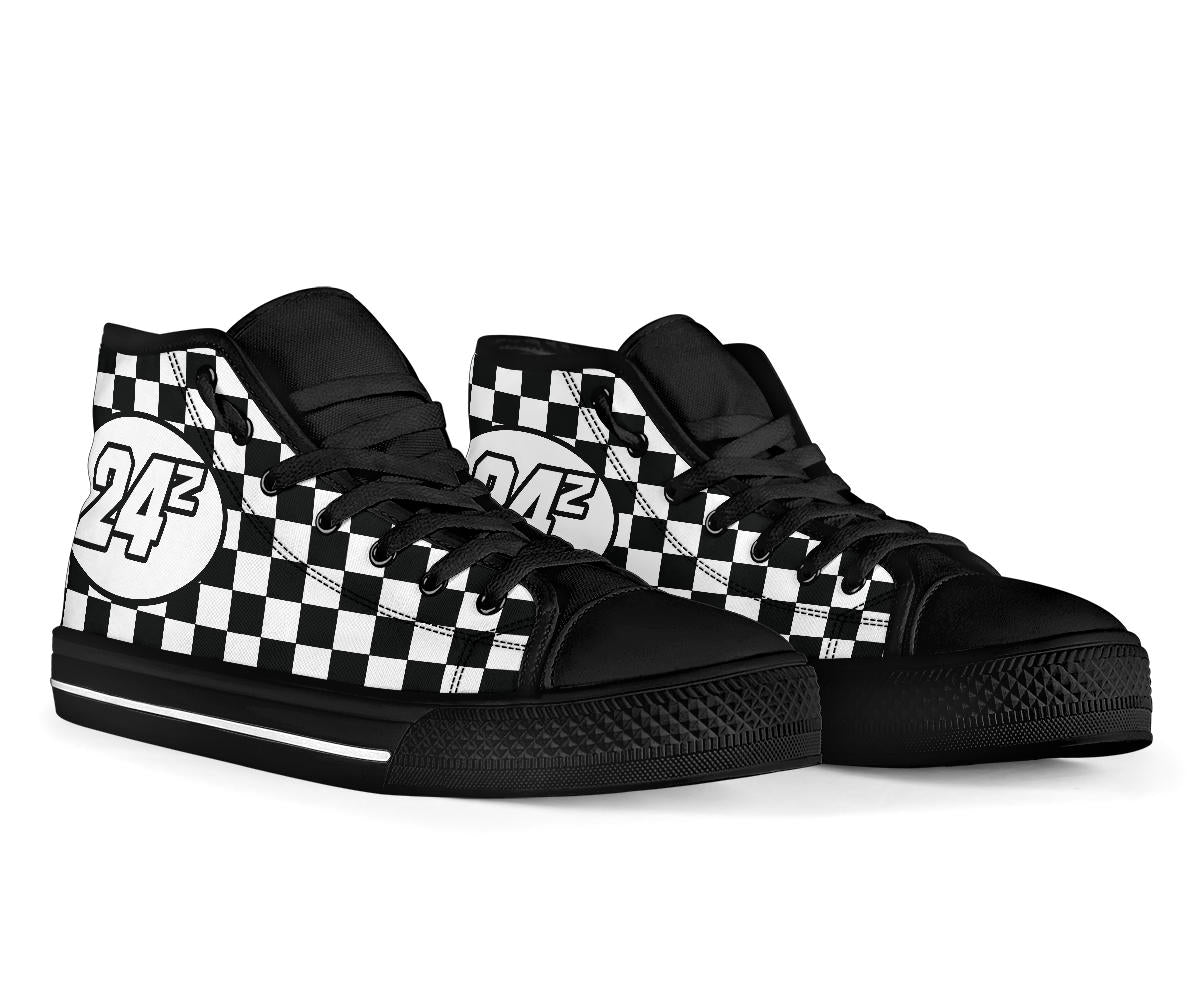 Custom Racing Checkered High Top Shoes