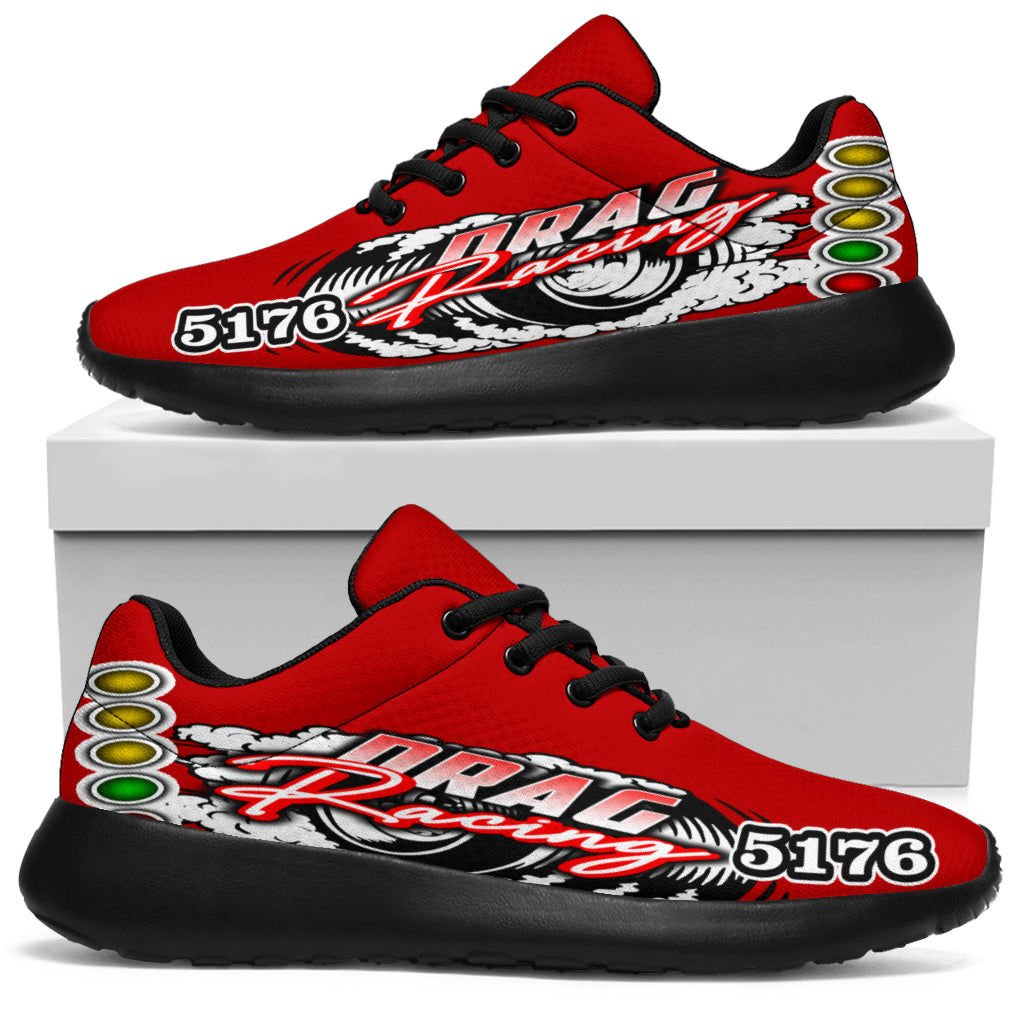 custom drag racing sneakers number 5176 red