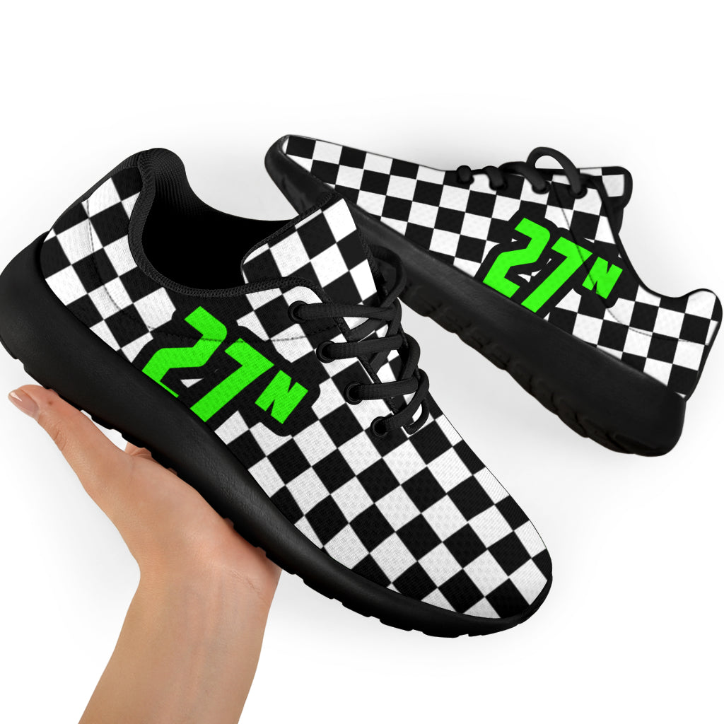 custom racing sneakers number 27n Neon Green