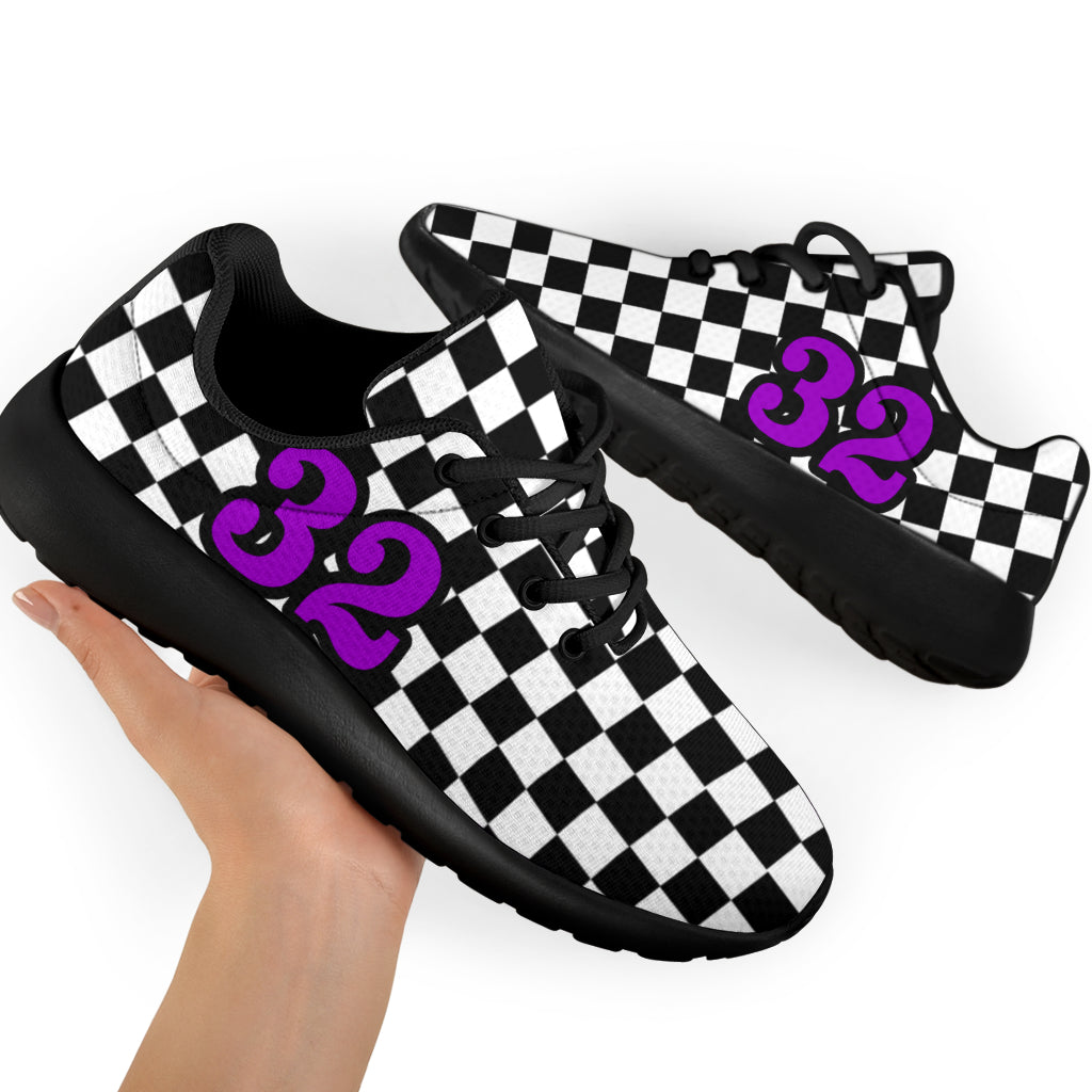 custom racing sneakers number 32 purple