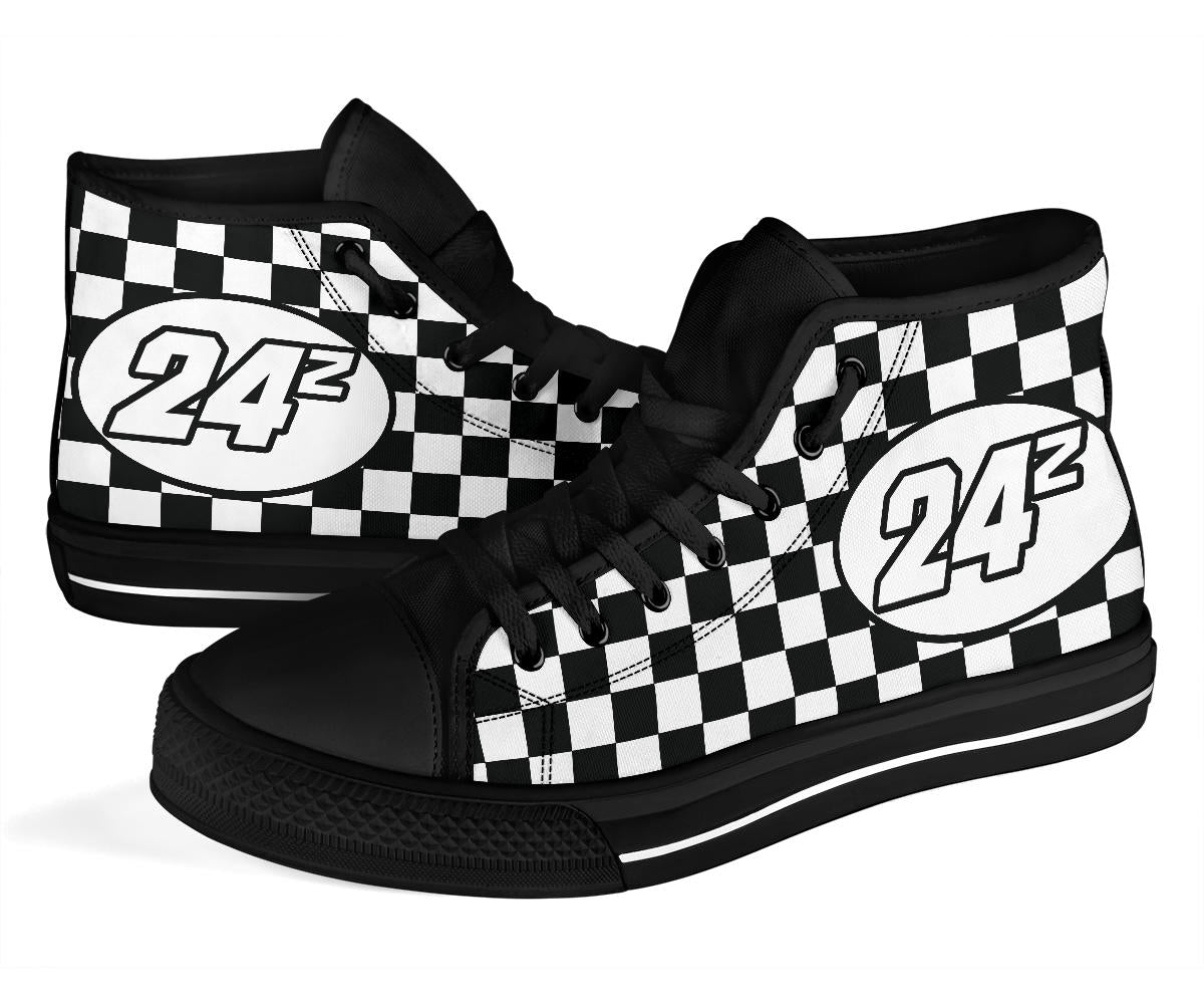 Custom Racing Checkered High Top Shoes