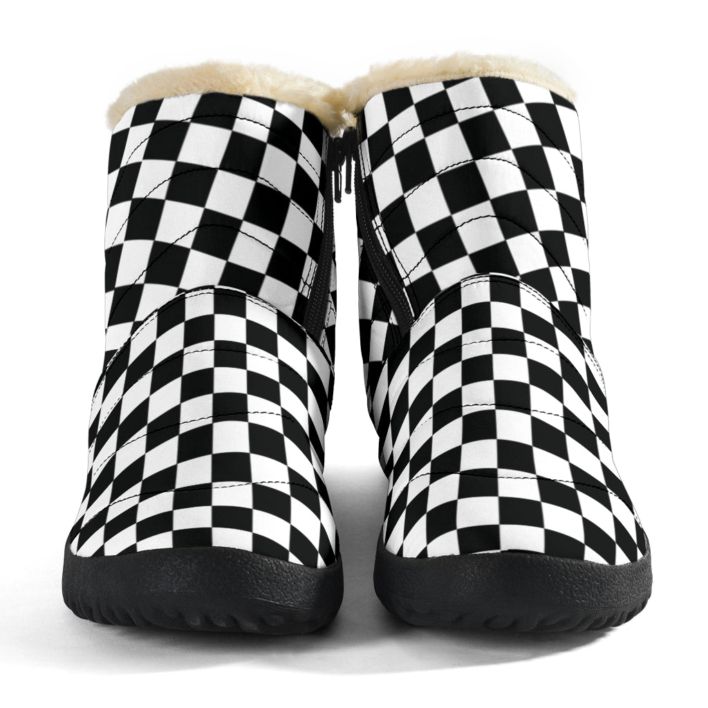 Racing Checkered Cozy Winter Boots