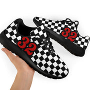 custom racing sneakers number 32 red