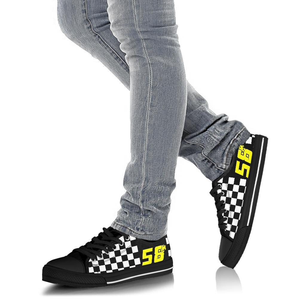 Custom Racing Checkered Low Top Shoes number 58m