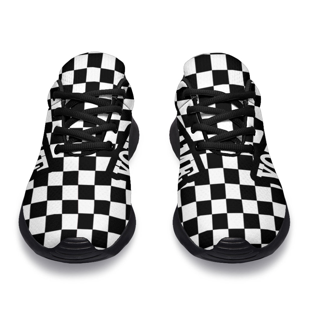 Custom Name Racing Checkered Sneakers