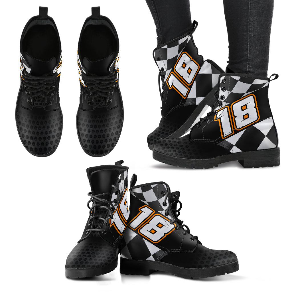 Custom Checkered Racing Boots Number 65