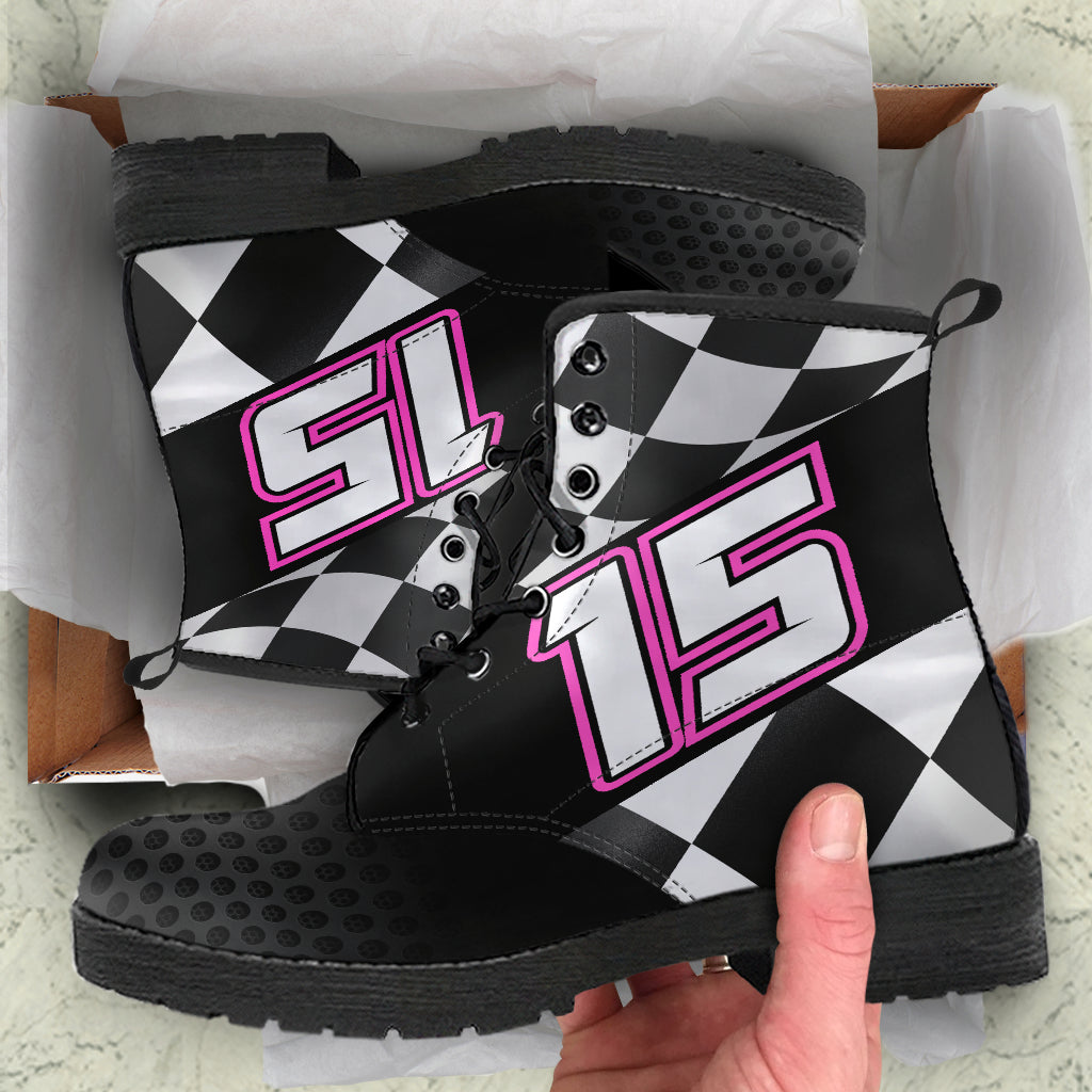 Custom Checkered Racing Boots