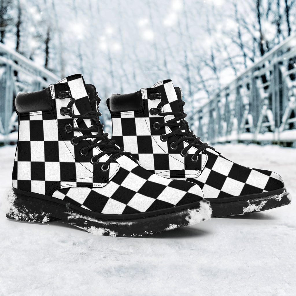 Racing Checkered All-Season Boots