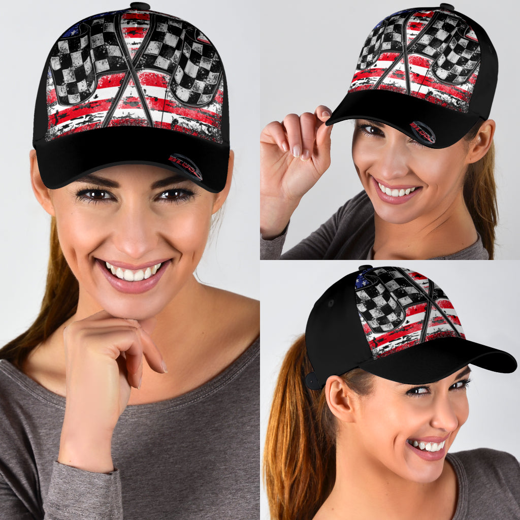 Racing Checkered USA Flag Classic Cap