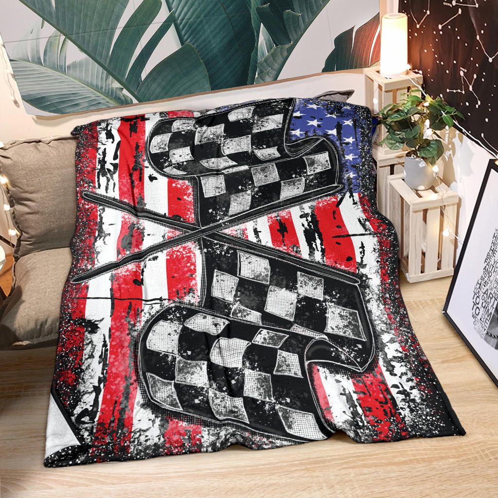 Racing Checkered USA Flag Blanket