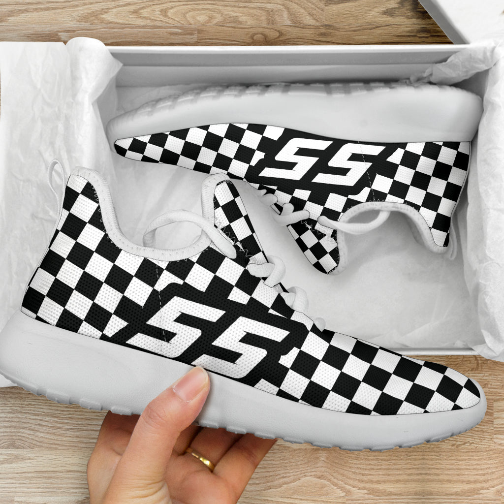 Custom Racing Checkered Mesh Sneakers