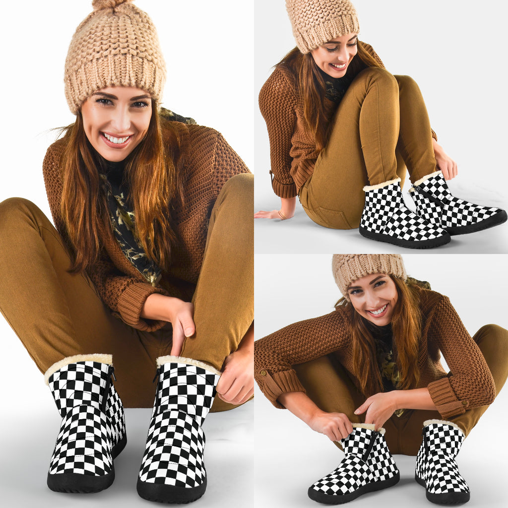 Racing Checkered Cozy Winter Boots