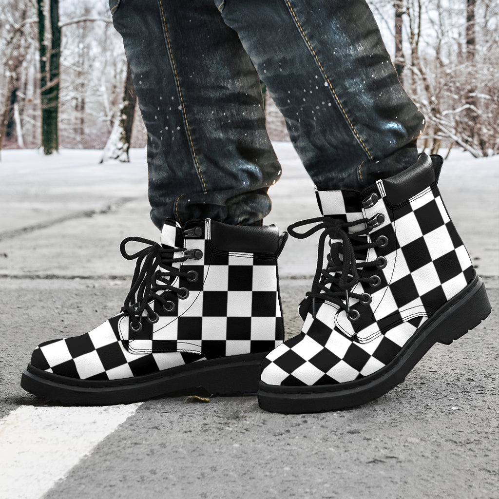 Racing Checkered All-Season Boots