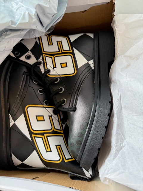 Custom Checkered Racing Boots Number 65