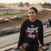 Funny crash arena apparel featuring the quote It's Smash Day for demolition derby drivers, pit crew mechanics, and county fair motorsport fans.
