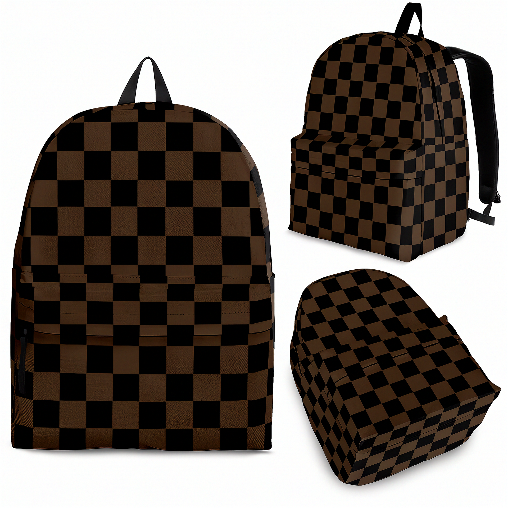 Muddy racing checkered track backpack designed for back to school and dirt track racing fans, featuring a mud-splattered checkerboard print and padded straps.