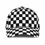 Black and white checkered cap on a white background