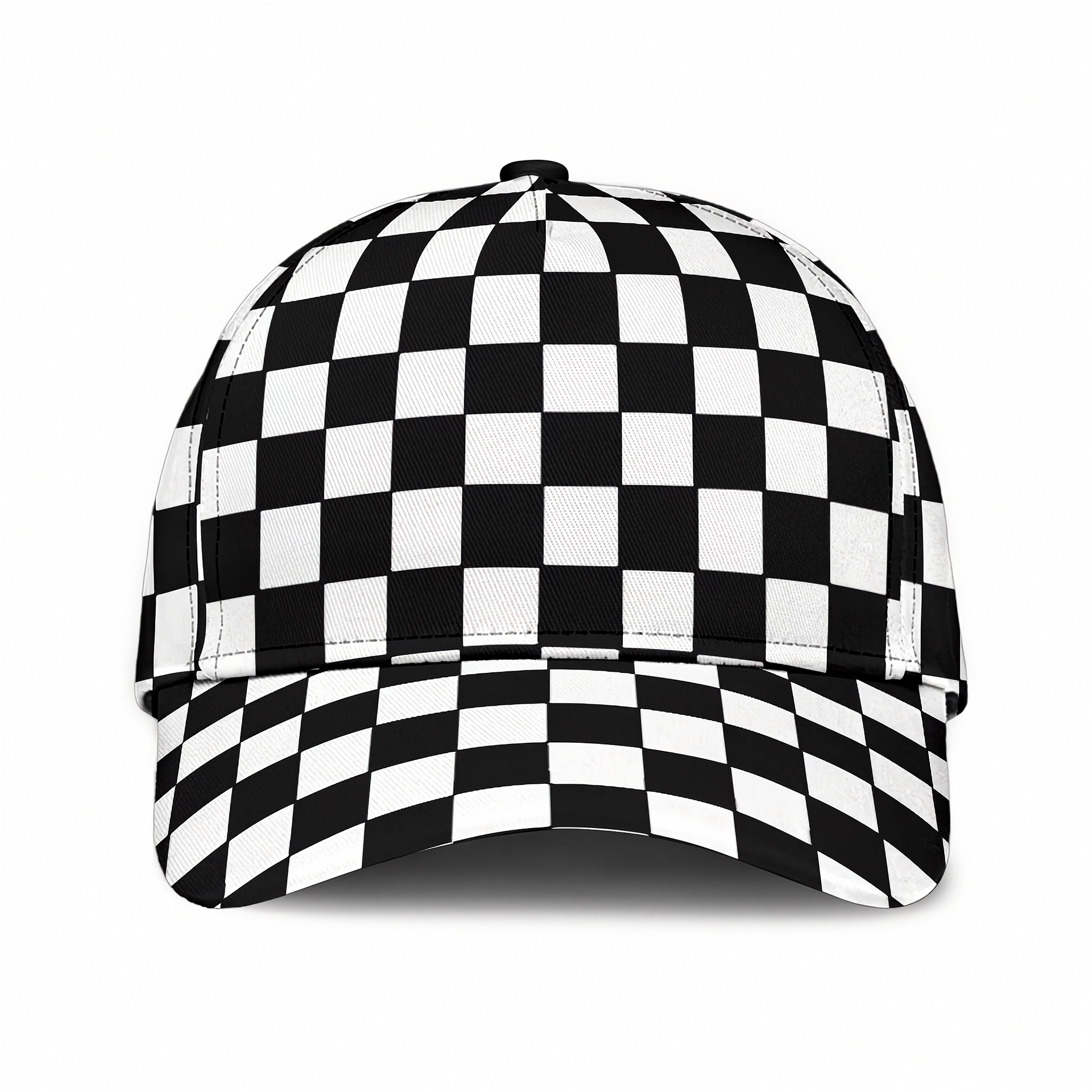 Black and white checkered cap on a white background