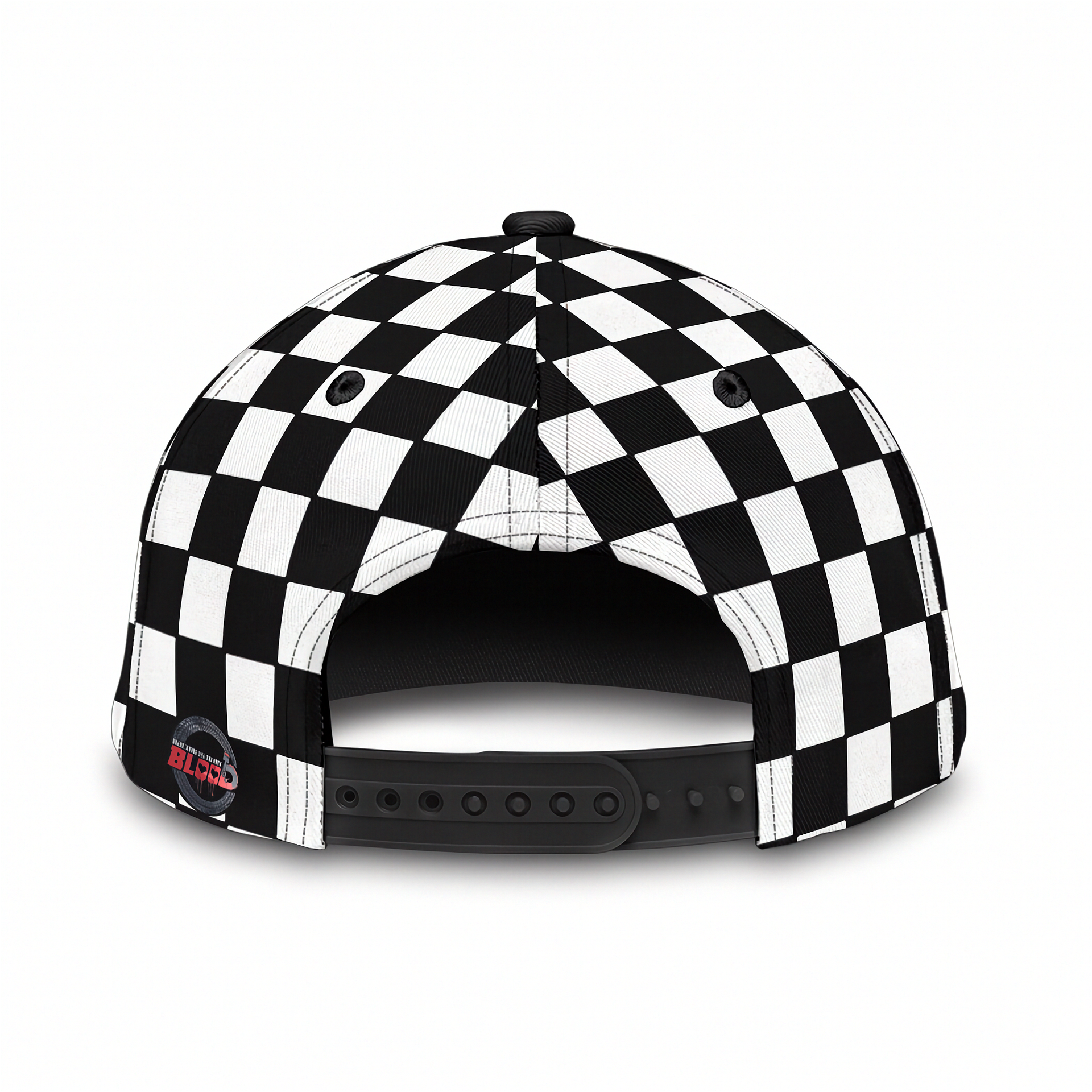 Black and white checkered cap on a white background