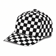 Black and white checkered cap on a white background