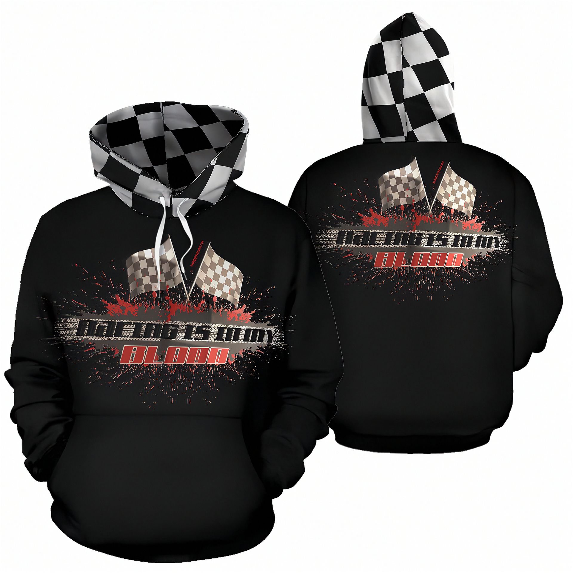 Racing Is In My Blood Hoodie, All Over Print Racing Hoodie, AOP Motorsport Sweatshirt, Car Guy Hoodie, Racing Fan Apparel, Custom Trackside Clothing, High Definition Print Hoodie, Durable Streetwear, Gift for Car Enthusiast, Premium Gearhead Hoodie