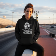 Women's racing apparel featuring the quote Racing Wife Life for racing spouses, pit lane crew members, and motorsports fans.