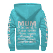 Racing Mom Handler Sherpa Jacket – Premium Heavyweight Pit Crew Hoodie Carolina Blue