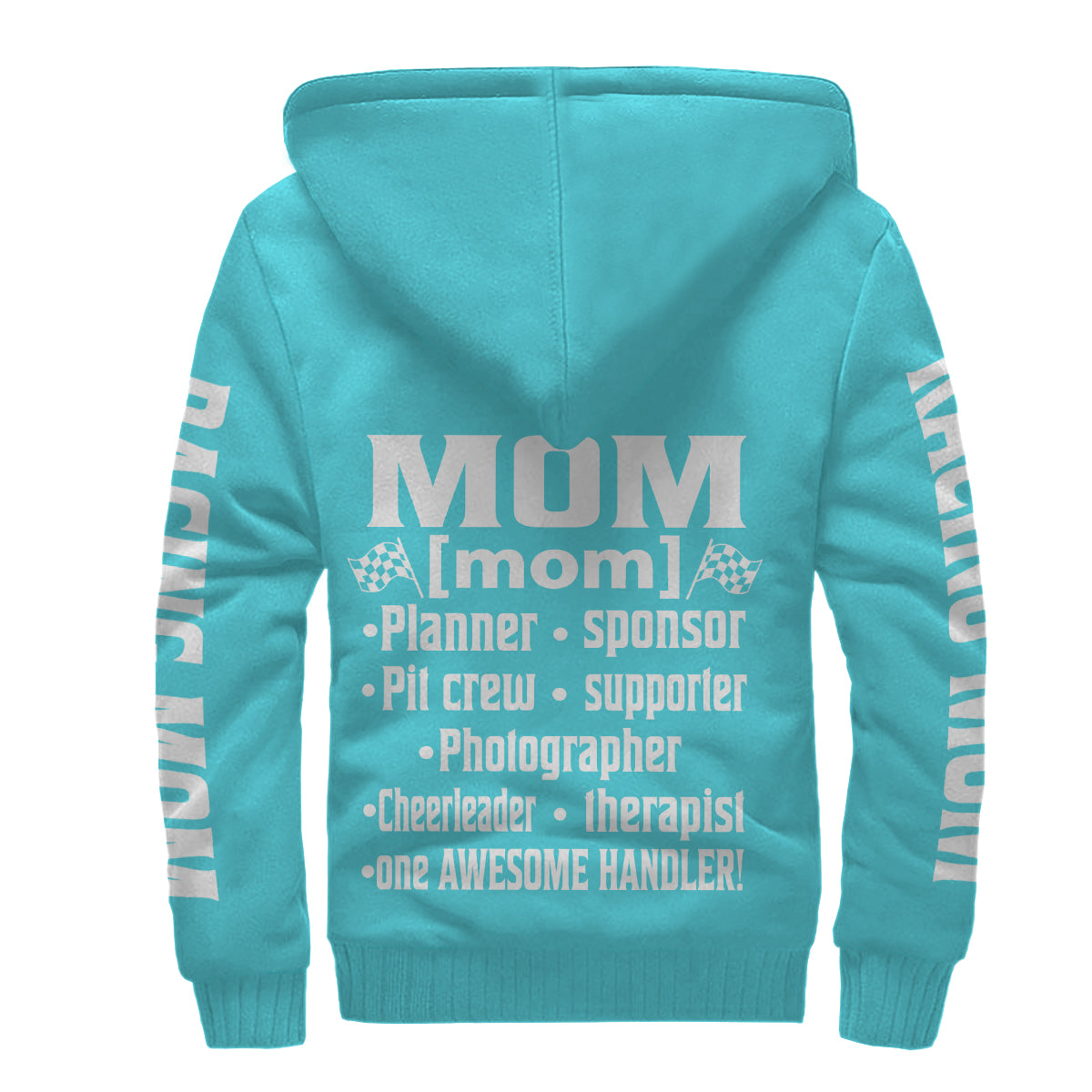 Racing Mom Handler Sherpa Jacket – Premium Heavyweight Pit Crew Hoodie Carolina Blue