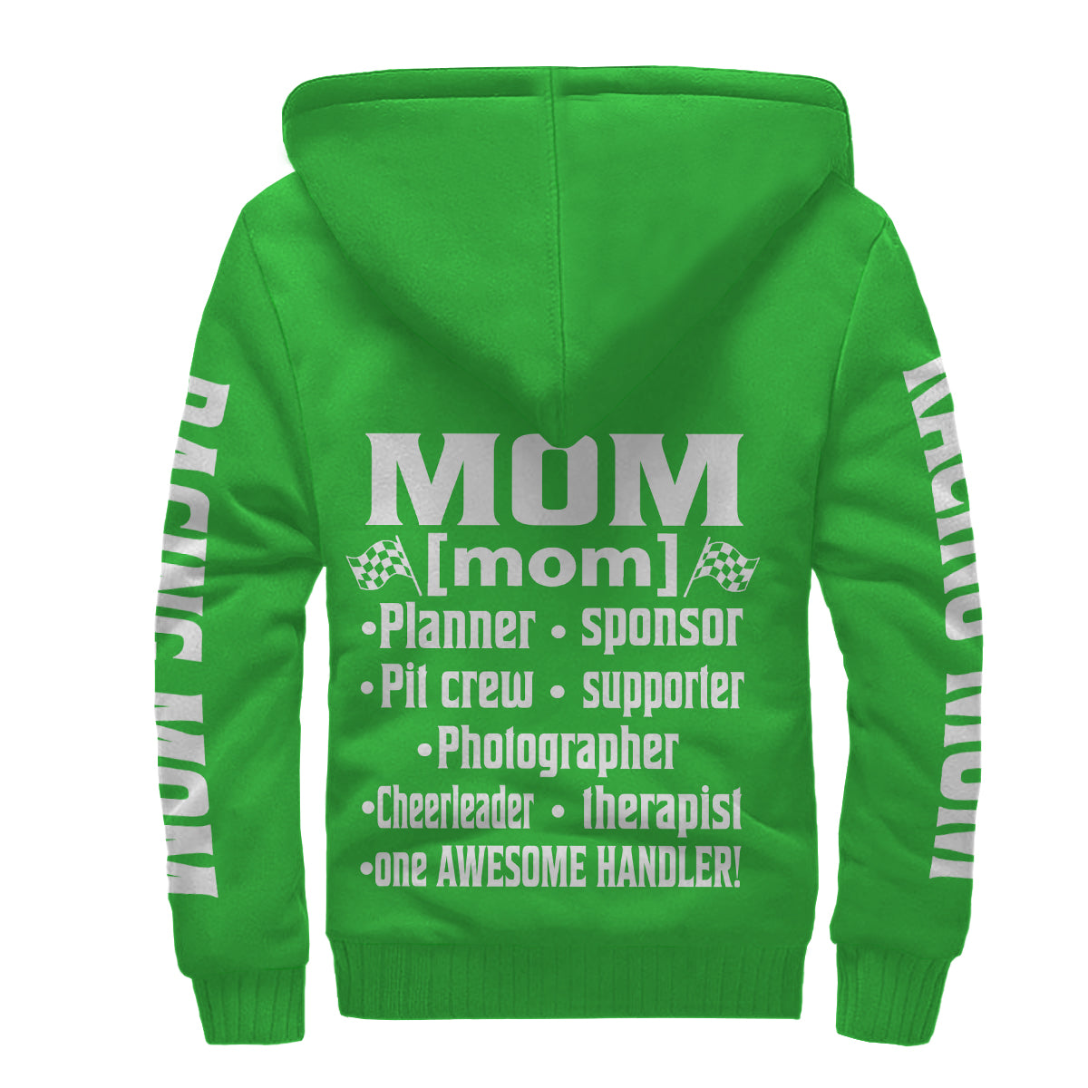 Racing Mom Handler Sherpa Jacket – Premium Heavyweight Pit Crew Hoodie Green