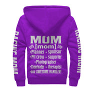 Racing Mom Handler Sherpa Jacket – Premium Heavyweight Pit Crew Hoodie Purple